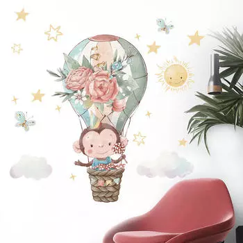 Наклейка на стену с изображением животных из мультфильма, наклейка на воздушный шар, цветок, прекрасный художественный ПВХ для
