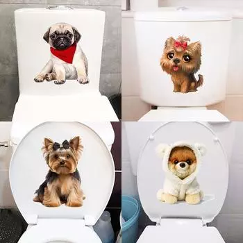 Наклейка на стену с изображением животных, ванная комната, туалет, декор, гостиная, шкаф, холодильник, украшение для дома, водонепроницаемая наклейка белый