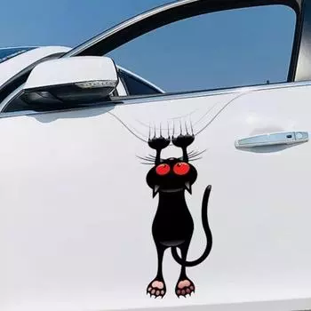 Наклейка на стену с красными глазами, котом, матовой поверхностью, украшение на стену автомобиля, самоклеющаяся, противоскользящая, съемная наклейка, отличная липкость чёрный