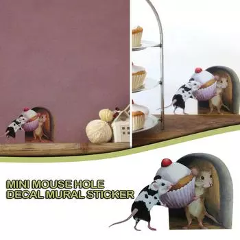 Наклейка на стену с отверстием для мыши, обои с наклейками для кексов, украшение угла стены