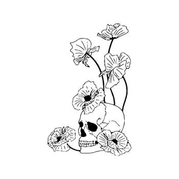 Наклейка на стену с рисунком скелета и цветка для гостиной, спальни