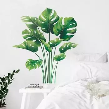 Наклейка на стену с тропическими растениями, самоклеящаяся, сильная липкость, ПВХ, водонепроницаемая, съемная, Наклейка на стену, украшение для фона