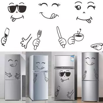 Наклейка на стену с улыбкой и лицом, счастливые вкусные наклейки на холодильник, вкусное украшение для мебели, художественный постер, сделай сам D