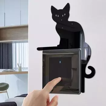 Наклейка на стену с зеркальным эффектом, креативное Невыцветающее украшение для дома, Хэллоуин, 3D милая кошка, дверная рама S
