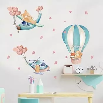 Наклейка на стену с животными, украшение для комнаты, толстые декоративные детские наклейки с героями мультфильмов для спальни