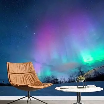 Наклейка на стену с зимним небом, настенная роспись Aurora Borealis, цветные обои, космическая фотография, реалистичная роспись для гостиной, спальни, офиса 200 cm(W) x 140 cm(H)