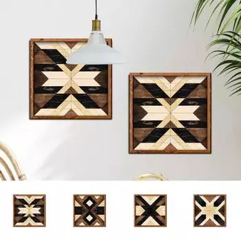 Наклейка на стену самоклеящаяся, легко наклеивается, без заусенцев, квадратная 27x27 см, современный геометрический узор, деревянная наклейка на стену, домашний декор B