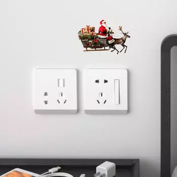 Наклейка на стену Санта-Клауса с изображением лося, DIY Art Decor, праздничный рождественский декор, съемная наклейка на выключатель для