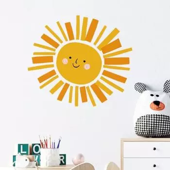 Наклейка на стену «Солнце», самоклеящаяся, водонепроницаемая, из ПВХ, съемная пленка и наклейка для гостиной, детской спальни жёлтый