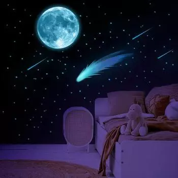 Наклейка на стену светится в темноте, декор планеты, космическое пространство, наклейки на звездное небо