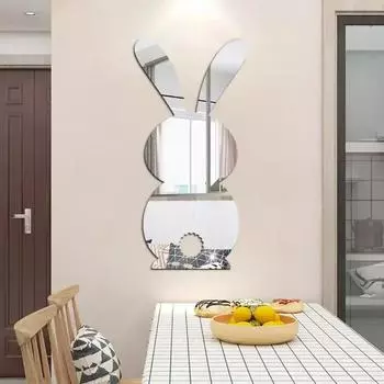 Наклейка на стену Удобная самодельная зеркальная плитка в форме кролика Наклейки Художественная фоновая наклейка золотистый