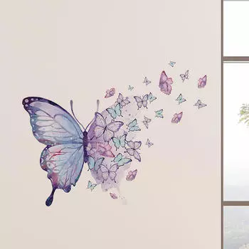 Наклейка на стену в виде бабочки, украшение для животных, водонепроницаемая, сделай сам, фиолетовая наклейка, домашний декор для ванной комнаты