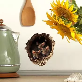 Наклейка на стену в виде мышиной норы 3D самоклеящаяся наклейка деревенская водонепроницаемая наклейка в виде мыши для детской комнаты декор гостиной коричневый