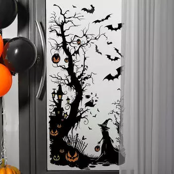 Наклейка на стену в виде тыквенного дерева на Хэллоуин, украшение для дома, износостойкая ПВХ-наклейка для