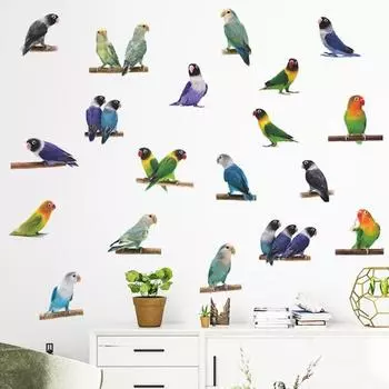 Наклейка на стену влагостойкая съемная ПВХ картина попугай настенная наклейка для детской комнаты