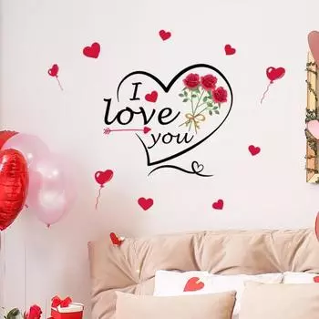 Наклейка на стену, водонепроницаемая, романтическая, съемная, самоклеящаяся, декоративная, из ПВХ, я люблю тебя, люблю, наклейки на стену, домашний декор красный
