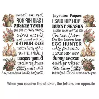Наклейка на свечу, креативный кролик, буквенная печать, пасхальная свеча, тату-наклейка для DIY, праздничные украшения B
