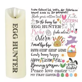 Наклейка на свечу, креативный кролик, буквенная печать, пасхальная свеча, тату-наклейка для DIY, праздничные украшения B