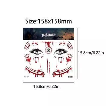 Наклейка на татуировку на Хэллоуин Наклейка на татуировку из серии ужасов Маленькая водонепроницаемая татуировка на руку Наклейка на татуировку на шрам Наклейка на лицо