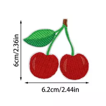 Наклейка на ткань с вышивкой вишневого цвета, нашивка на пуховик для девочек без швов, наклейка с дыркой, наклейка с большим узором, вышитая наклейка Cherry cloth sticker 7