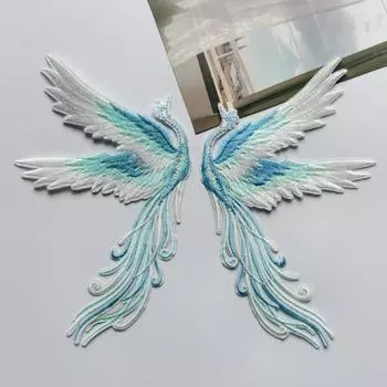 Наклейка на ткань в китайском стиле с четырьмя цветами, изысканная нашивка на юбку с вышивкой в виде феникса 1 #right