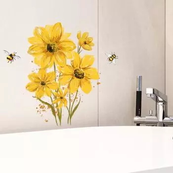 Наклейка на туалет с цветочными бабочками, съемная самоклеящаяся водостойкая ПВХ настенная наклейка для гостиной