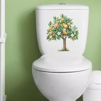 Наклейка на туалет с изображением дерева и цветка, съемная самоклеящаяся водонепроницаемая ПВХ-наклейка для гостиной, ванной комнаты, стены
