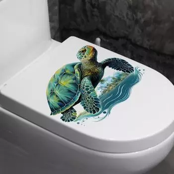 Наклейка на туалет с мультяшной ползающей черепахой, съемная самоклеящаяся водонепроницаемая ПВХ-стена для гостиной