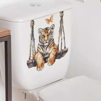 Наклейка на туалет Swing Tiger, съемная, самоклеящаяся, водонепроницаемая, из ПВХ, на стену для гостиной, ванной комнаты