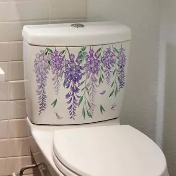Наклейка на туалет Wisteria Vine съемная самоклеящаяся водонепроницаемая ПВХ настенная живопись для гостиной