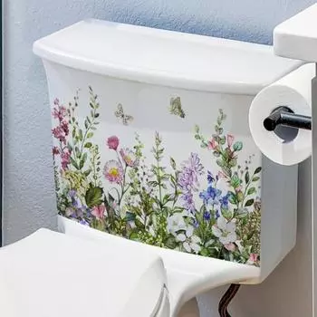 Наклейка на туалет, зеленое растение, цветочный узор, наклейка, водонепроницаемая, долговечная, наклейка на стену для ванной комнаты, украшение дома 25*35cm