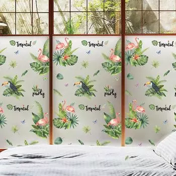 Наклейка на туалетное стекло, самодельная матовая наклейка на стекло ванной комнаты, цветное облако, растение гинкго билоба, обои из ПВХ, съемная наклейка