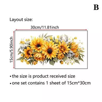 Наклейка на унитаз Цветочная наклейка Ванная комната Самоклеящаяся картина Водонепроницаемая наклейка Крышка унитаза Наклейка на стену в ванной B