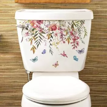 Наклейка на унитаз долговечная яркая цветная наклейка на стену с рисунком бабочки для украшения ванной комнаты дома Flower