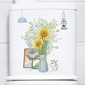 Наклейка на унитаз, креативная мультяшная наклейка на крышку унитаза, долговечная, легко наносится, наклейка на стену