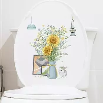 Наклейка на унитаз Креативная мультяшная наклейка на крышку унитаза Долговечная Легко наносится на стену