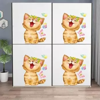 Наклейка на унитаз, очаровательная наклейка с изображением кота и бабочки, наклейка на унитаз, прочная клейкая наклейка на стену для украшения ванной комнаты, туалета 25*30cm