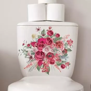 Наклейка на унитаз, прочный клей, яркий цветной цветочный узор, съемная наклейка на стену