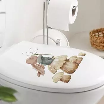 Наклейка на унитаз, яркий цвет, долговечная наклейка на стену, прочная клейкая наклейка с милым кроликом для дома, ванной комнаты Rabbit