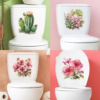 Наклейка на унитаз яркий цвет изысканный цветочный узор наклейка на крышку унитаза для украшения ванной комнаты дома горячий розовый