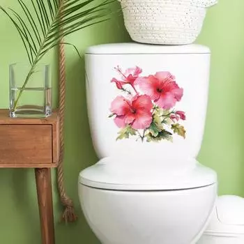 Наклейка на унитаз, яркий цвет, изысканный цветочный узор, наклейка на крышку унитаза, легко использовать для украшения домашней ванной комнаты
