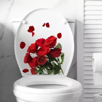 Наклейка на унитаз романтическая съемная самоклеящаяся водостойкая ПВХ гостиная спальня ванная комната настенное художественное украшение Rose