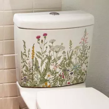 Наклейка на унитаз с цветочным растением, съемная самоклеящаяся водостойкая ПВХ Настенная наклейка для гостиной, ванной комнаты, крышка унитаза, декоративная наклейка 25*35cm