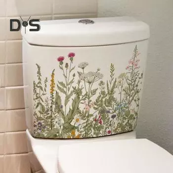 Наклейка на унитаз с цветочным растением, съемная самоклеящаяся водостойкая ПВХ Настенная наклейка для гостиной, ванной комнаты, крышка унитаза, декоративная наклейка 25*35cm