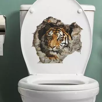 Наклейка на унитаз, съемная самоклеящаяся водостойкая ПВХ гостиная, ванная комната, настенное искусство, украшение для крышки унитаза с животными