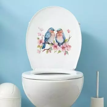 Наклейка на унитаз с изображением птицы и цветка, съемная самоклеящаяся водостойкая ПВХ настенная наклейка для гостиной C