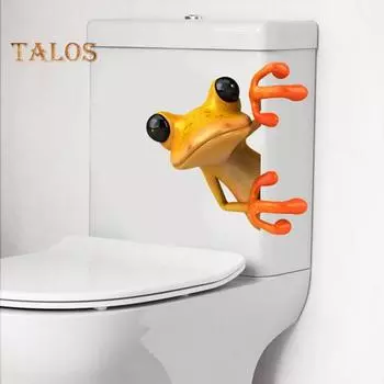 Наклейка на унитаз с лягушкой, водостойкий матовый материал из ПВХ, долговечные украшения для туалета в виде лягушки зелёный