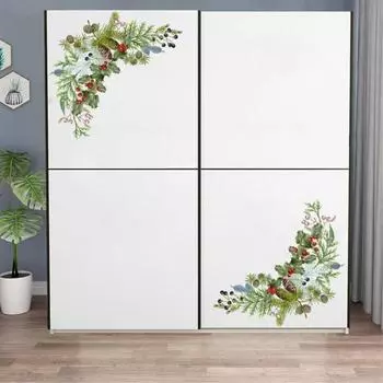 Наклейка на унитаз с рисунком в виде ветки сосны шишки ягоды Рождественская наклейка на крышку унитаза