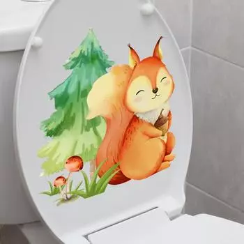 Наклейка на унитаз с сосной и сосной, съемная, водонепроницаемая, из ПВХ, для гостиной, на стену, для ванной комнаты, для украшения крышки унитаза Rabbit