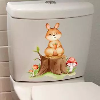 Наклейка на унитаз с сосной и сосной, съемная, водонепроницаемая, из ПВХ, для гостиной, на стену, для ванной комнаты, для украшения крышки унитаза Rabbit